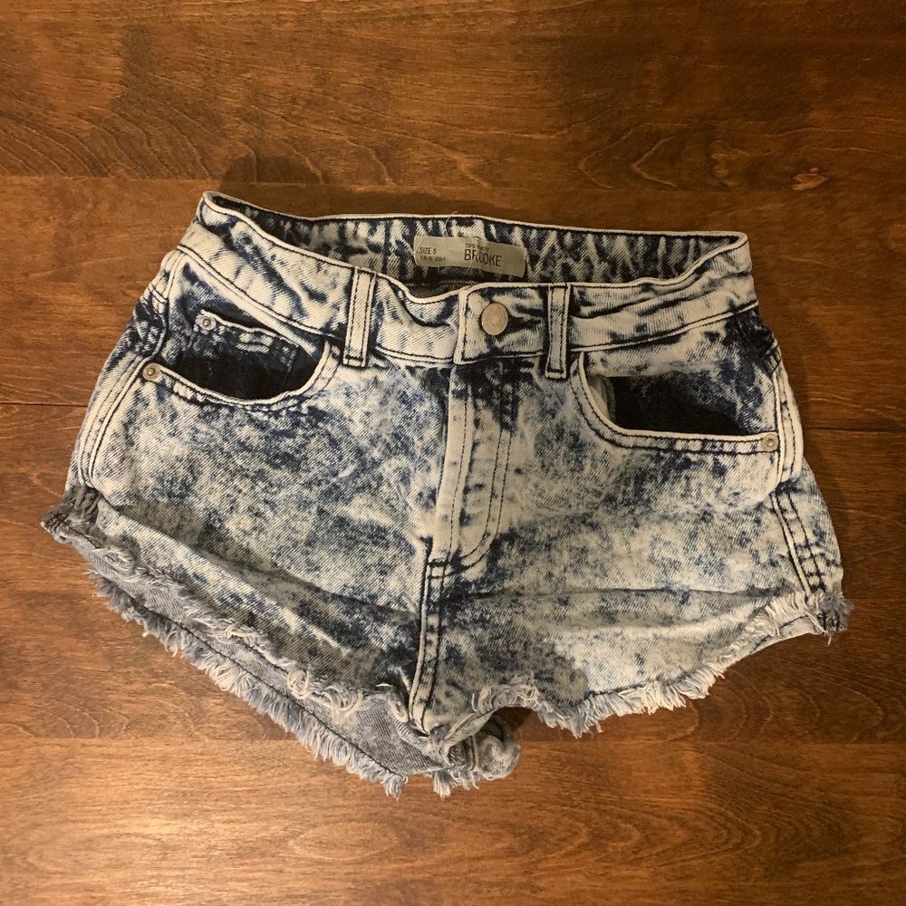 Acid Wash Denim Cutoff Shorts